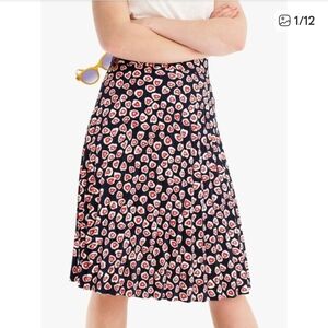 J Crew Navy Heart Print A-Line Skirt - Size 14